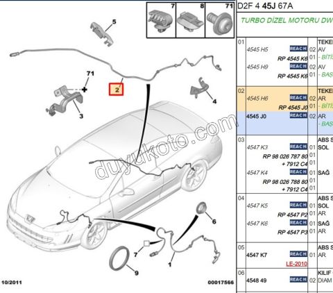 Abs Kablosu Arka Teker P407 C53 ENO