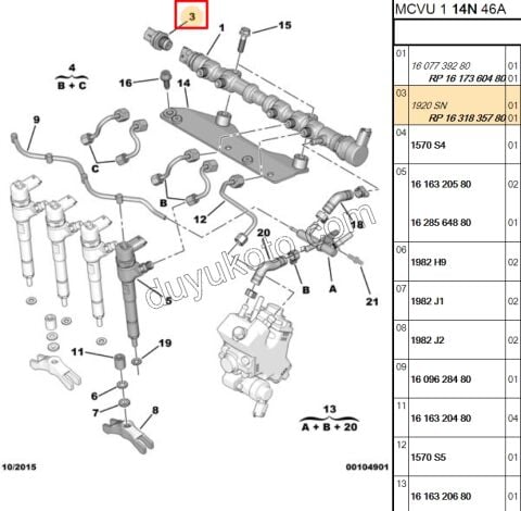 MUSUR BASINC ENJEKTOR RAMPA 1.3HDI EURO5
