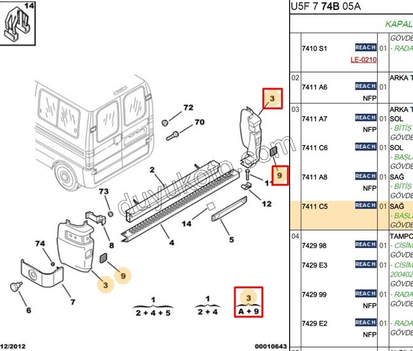 TAMPON ARKA KOSE R BXR2