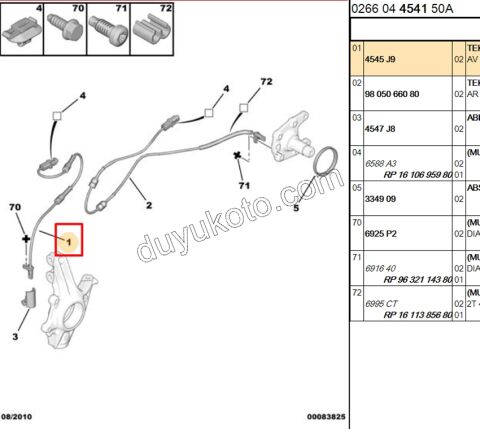 Abs Kablosu Ön Teker Sağ/Sol P207 P301 P301MQ C33