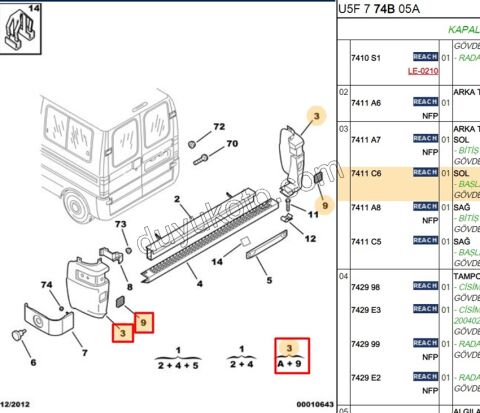 TAMPON ARKA KOSE L BXR2