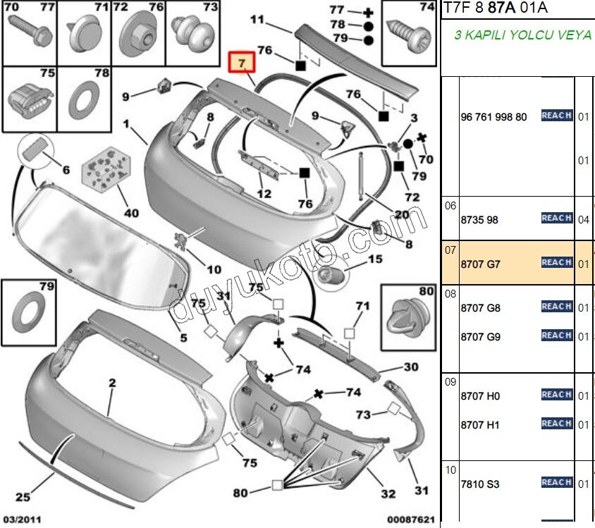 Bagaj Kapağı Fitili P3081 HB