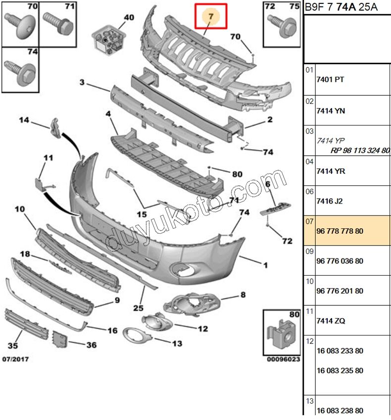ISKELET ON PANJUR UST IC PRT3MQ BR3MQ >2015 LED+