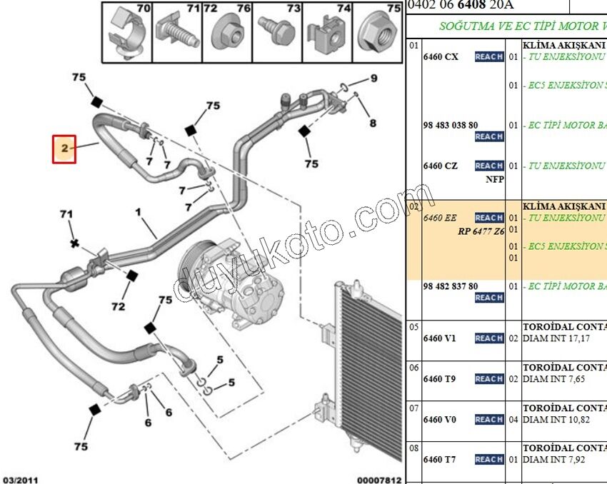 Klima Radyatörü ile Kompresör Arası Hortum PRT BENZ