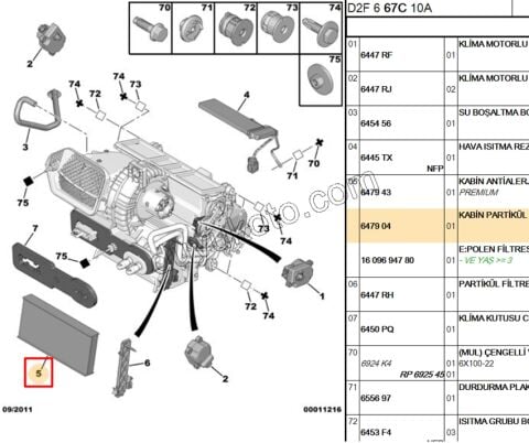 Peugeot 407 Citroen C5 Polen Filtresi 2005/2009