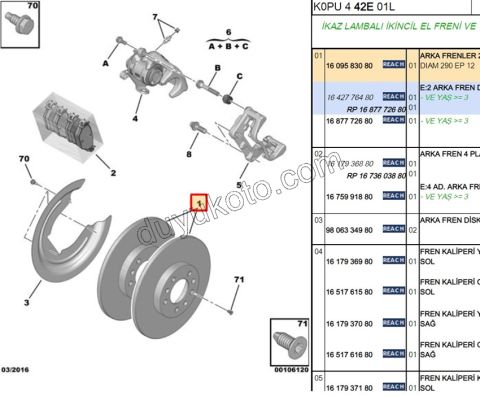 Fren Diski Arka DUZ TK P3082 EXP4 P50082 C4PC2 C5AIR DS7