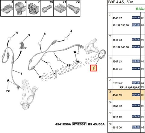 Arka ABS Sensör Okuyucu Bilezik P307 P407 P508 PRT3