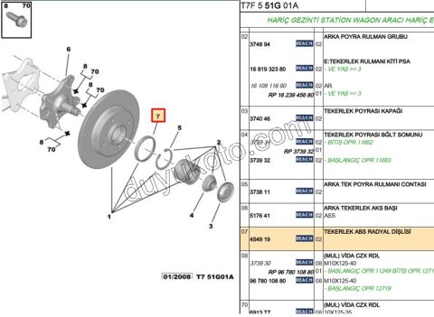 Arka ABS Sensör Okuyucu Bilezik P307 P407 P508 PRT3
