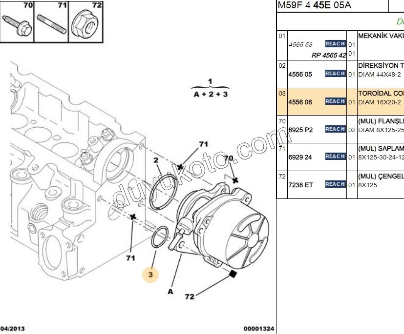 Vakum Pompası Contası (Oring) 1.9D, 98/03 KUCUK 16 X 20-2