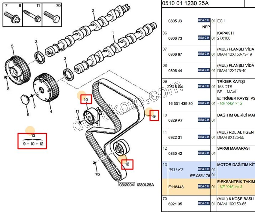 Eksantrik/Triger Kayış Seti EW10J4S P307CC