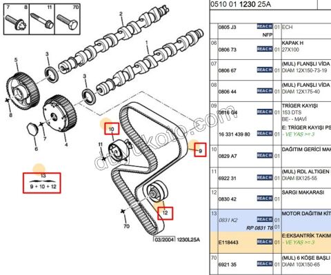 Eksantrik/Triger Kayış Seti EW10J4S P307CC