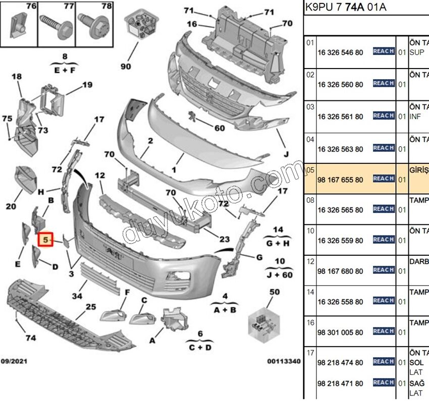 Ön Çeki Demiri Kapağı PRT4