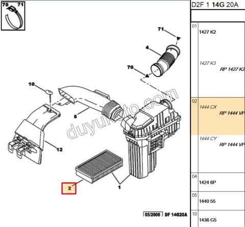 Peugeot 407 Citroen C5 Hava Filtresi ES9A V6 3000 CC