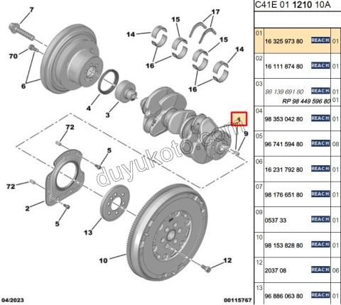 Krank Mili 1.2CC 100HP 2020 Sonrası X 155HP EURO6.3 1.2CC 130HP 2020 Sonrası