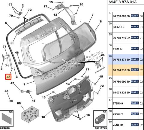 Bağaj Kapağı Amortisörü P20081