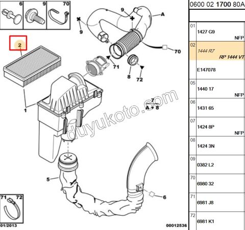 Peugeot 406 Hava Filtresi EXP1 XU10J4R EW10J4 DW10 DW12