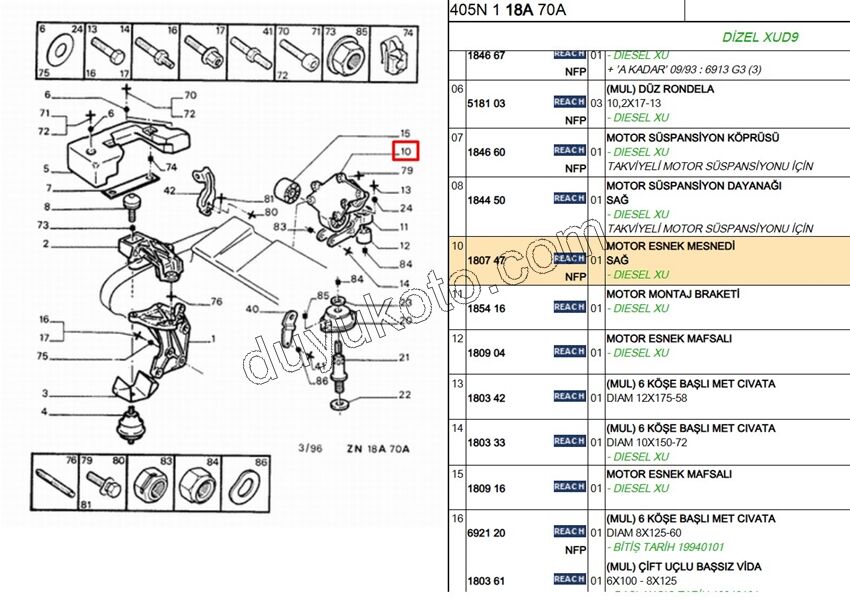 TAKOZ MOTOR ALT ALUMINYUM P205 P309 P405