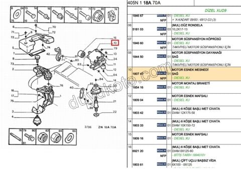 TAKOZ MOTOR ALT ALUMINYUM P205 P309 P405