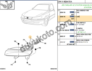 PEUGEOT 406 SİS FARI SAĞ 2000/2004