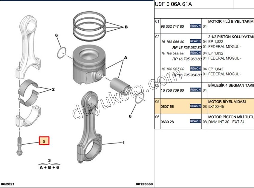 CIVATA PISTON KOL EW10J4 DW12RU