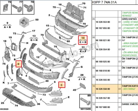 Sis Far Çerçevesi Takım PRT4 SIS YOK CAMLI
