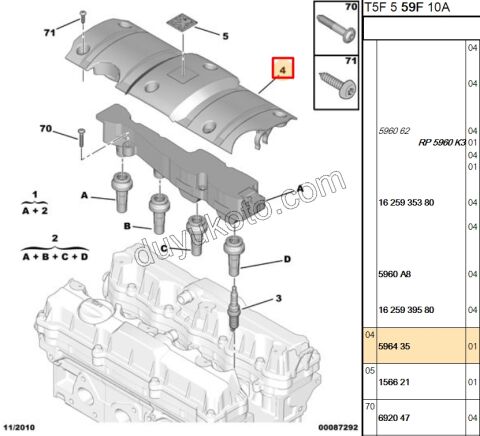 Motor Üst Külübütör Kapağı BOBIN Üst P307 1.6İ 16V Benzinli (ARMA-)