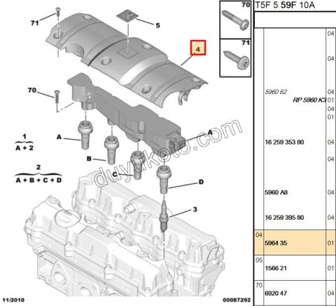 Motor Üst Külübütör Kapağı BOBIN Üst P307 1.6İ 16V Benzinli (ARMA-)
