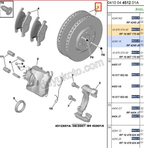 Ön Fren Diski Takım PRT3 P307 P3081 P50081 16JANT