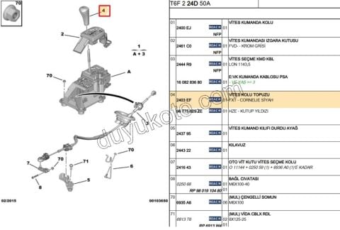 Krom Vites Topuzu (Otomatik Vites) P206 C4 C33