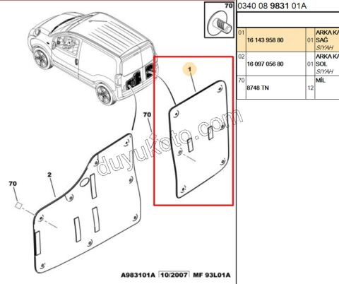 Bagaj Kapağı Sağ İç Kaplaması PBP 2P