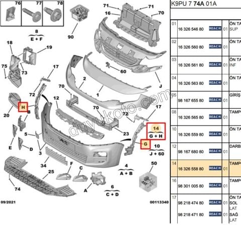 AYAK ON TAMPON YAN BAGLANTI TK PRT4 BR4 CMBE
