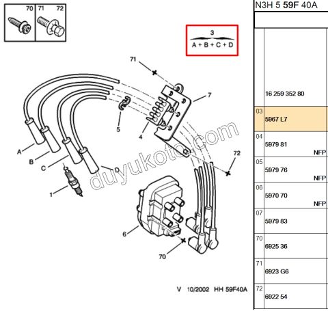 Buji Kablosu Takım XU5 XU7JP 8V 4 Kablo