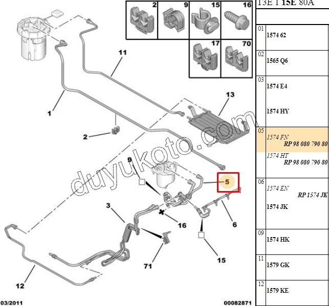 HORTUM MAZOT FILTRE CIKIS 1.4HDİ Euro5 12/16 P2081
