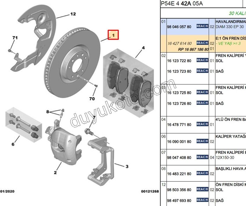 Ön Fren Diski P3082 P5082 P630082