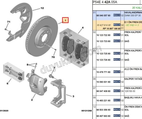 Ön Fren Diski P3082 P5082 P630082
