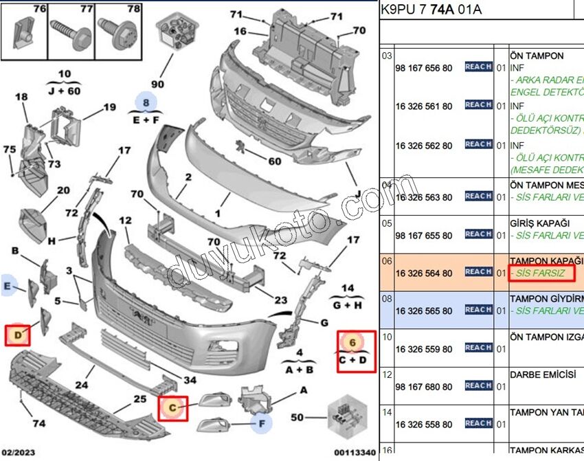 Sis Far Çerçevesi Takım PRT4 SIS YOK COMBI