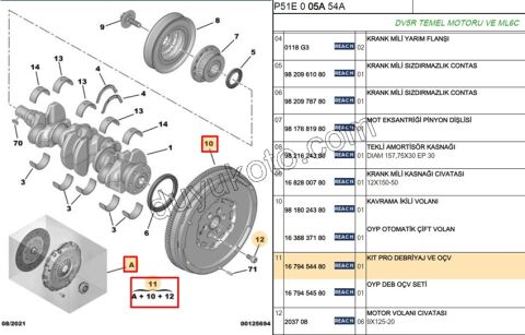 KIT VOLAN+DEBRIYAJ SET P3083 1.5HDİ Euro6 6VIT ML6C VOLAN