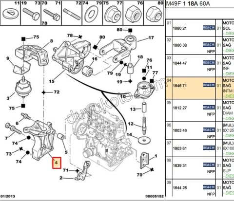 Motor Takozu Sağ Bağlantı Ayağı (Alüminyum) PRT1 XUD7 XUD9 EXP1