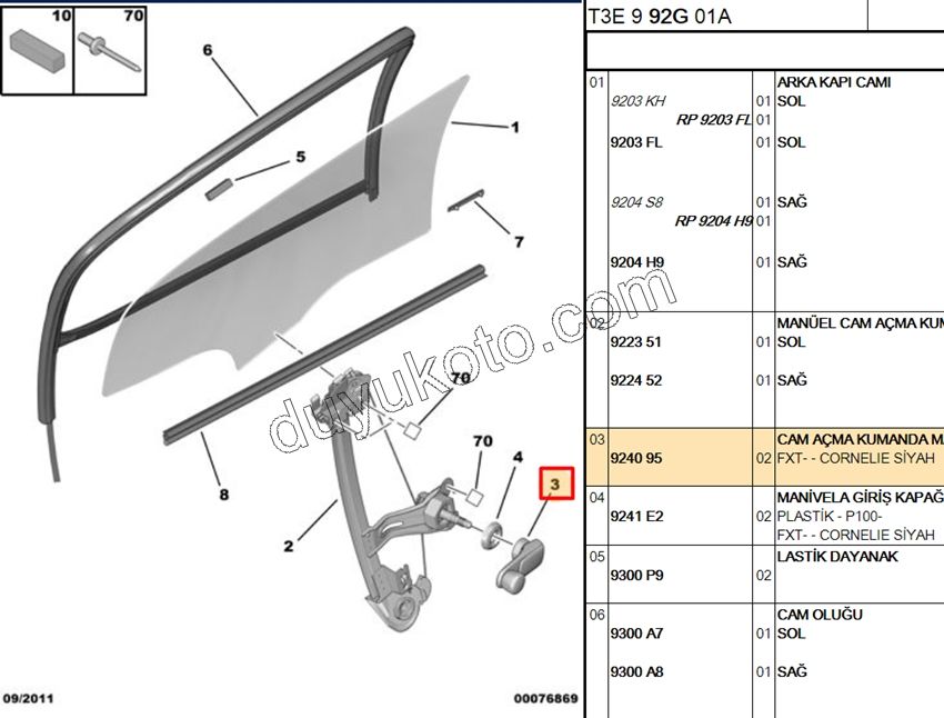 Cam Açma Kolu P206