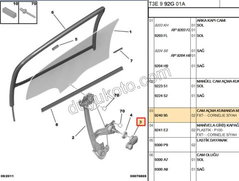 Cam Açma Kolu P206