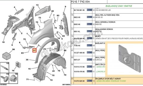 KLIPS ON CAMURLUK DODIK P2082 KARE BUYUK