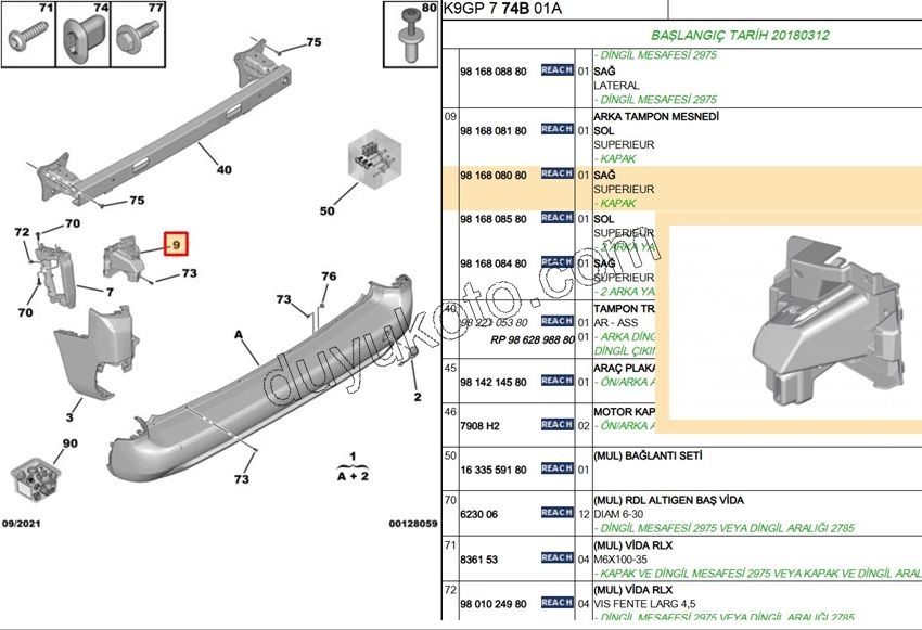 AYAK TAMPON ARKA R PRT4 CMBE