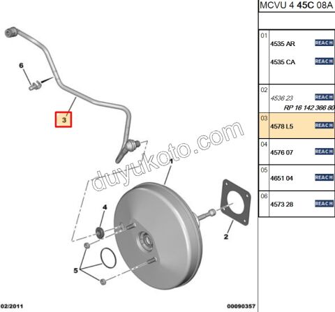Servofren (Westinghouse) ile Vakım Arasındaki Hortum PBP 1.4HDİ Euro4 02/11