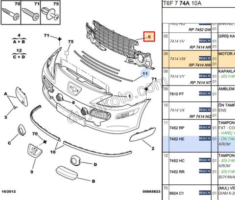 Ön Tampon Izgarası Orta P3072 (+ KROM 7452.HE)