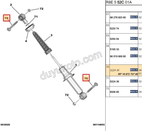 CIVATA ARKA AMORTISOR ALT/ UST P5082