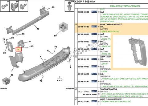 AYAK ARKA TAMPON YAN L PRT4 CMBE
