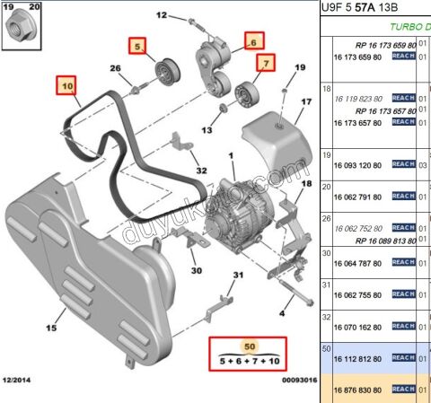 KIT KAYIS ALTER RULMAN Klimalı BXR3MQ 4PCS
