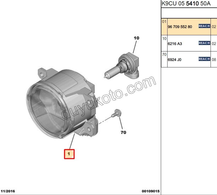 Peugeot Rifter/Partner DS4/DS5 Automobiles Sis Farı Ampülü H11 2011/2024