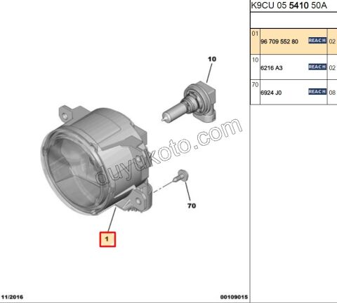 Peugeot Rifter/Partner DS4/DS5 Automobiles Sis Farı Ampülü H11 2011/2024