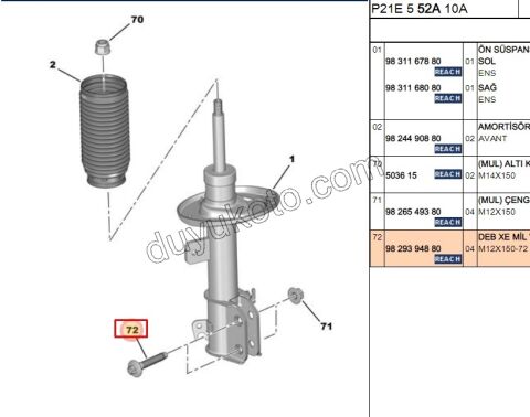 CIVATA AMORTISOR ALT P2082 EB2 SOMUN